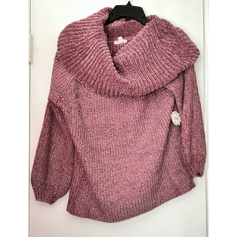 Oddi Orchid Fold-over Rib Knit Top ~ S/M